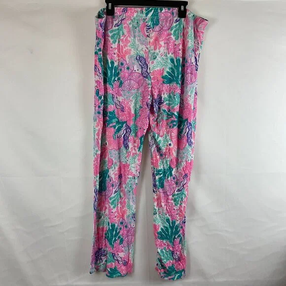 Lilly Pulitzer Pajama Set XXL Multi Seaside Carnivale Knit XXL Tank Pants Pink - Picture 14 of 16
